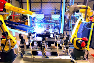 create 3d industrial animation robotic arm factory automation manufacturing