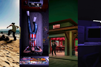 create retro low poly ps1 ps2, animation, music visualizer, 3d lowpoly animation