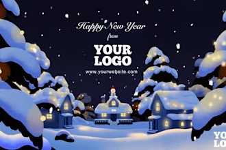 make a cute cartoon new year video with your logo