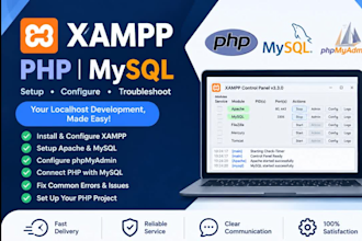 setup xampp, PHP, mysql and fix localhost errors