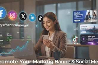 promote your website business, marketing banner, social media, boost sales