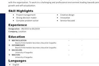 do  CV and resume writing , for your  international appearance