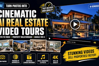 create cinematic ai real estate video tour, photo to video property walkthrough