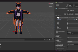 design female 3d vtuber model with 3d vtuber rigging vrm avatar, vrchat, live2d