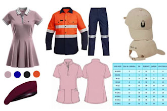 uniform tech pack designer workwear tech pack clothing team wear fashion designe
