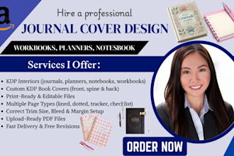 kdp journal cover, notebook, workbook ebook planner, kdp print book cover design