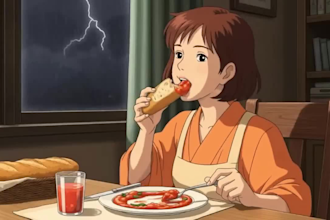 do 2d anime girl character, 2d series music video, cooking vlog animation video