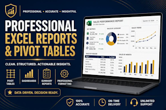 clean messy data and create professional excel analysis and dashboards