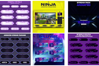 sell a premade stream overlay, animated twitch overlay, kick package redy to use