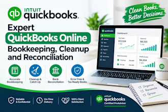 do expert quickbooks online bookkeeping, cleanup, and reconciliation