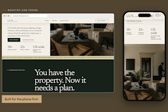 design business brochure or interior design website in wordpress