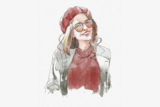 create a handmade watercolor sketch