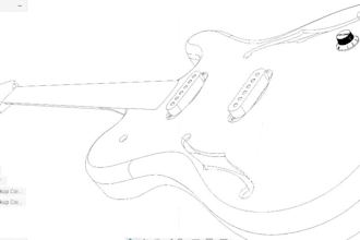 design any guitar neck cad, fretboard and body model with cnc template