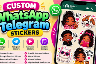 design and animate sticker for whatsapp and telegram