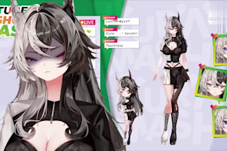 design and rig live2d vtuber model, 2d vtuber, live2d rigging, character design