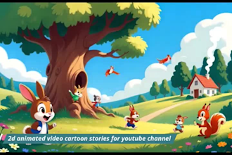 do 2d animated video cartoon stories for youtube channel