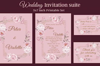 design editable blush floral wedding invitation template