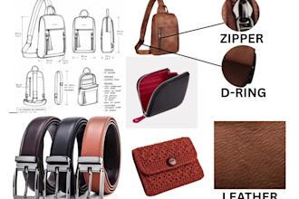 leather goods tech pack design wallet belt tech pack designer