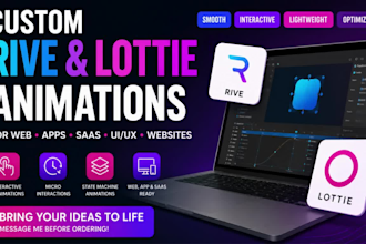 create custom rive animation, lottie animation for web apps saas ui ux websites