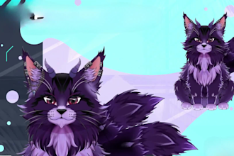 design 2d animal vtuber model, live2d animal model, live2d animal rigging pet