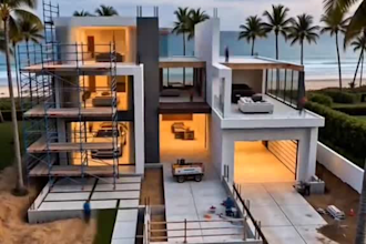 create ai construction house renovation,architectural virtual transforming video