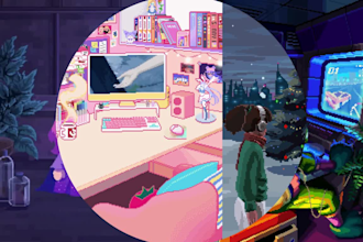 do 2d pixel art animation pixel lofi animation looping background animated gif