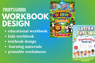 design educational workbook,  textbook,learning materials, create kids workbook