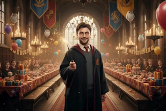 create a harry potter style wizard happy birthday video message