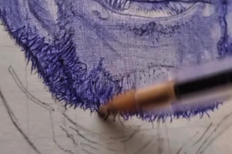 draw a detailed ballpoint pen portrait