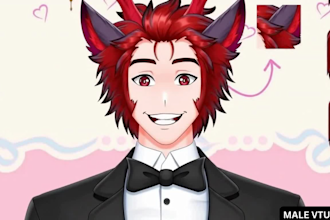 create a custom anime 2d vtuber model live2d rigging for vtube studio male vtube