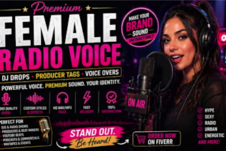 record female radio voice dj drops producer tags and voice overs