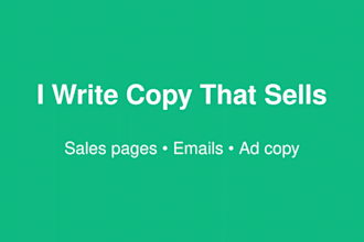 sales pages copy, email sequence, ad copy