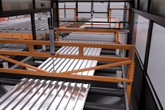 create 3d industrial animation roll forming machine metal production line video