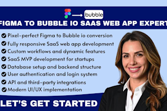 convert figma to bubble io saas web app and responsive website