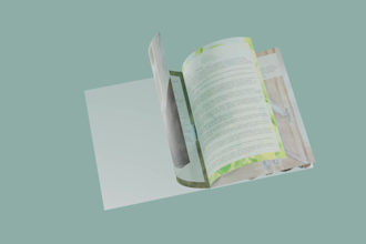 render a video of book flipping pages