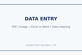do excel data entry, accounting, bookkeeping and tally work