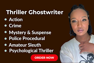 write, edit, rewrite thriller, horror, mystery, action, crime thriller story