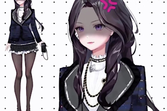 design vtuber model, ref sheet, nsfw vtuber rigging and vtuber pet