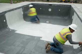 create a cinematic swimming pool construction timelapse video