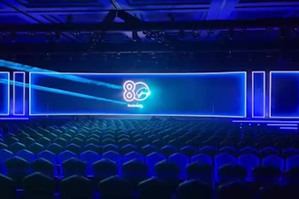 create led wall animation, event visuals, conference video, laser logo intro