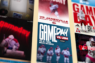 design gameday, commitment, schedule release, final score posters