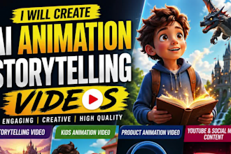 create ai animation video, storytelling  for kids, brands and content creators