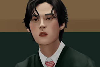 illustrate portraits in a semirealistic digital style