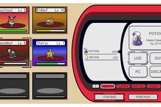 create custom pokémon game UI design, hud, battle screen and background scene
