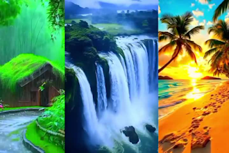 create yt channel, 100 nature short videos with relaxing and meditation music
