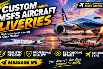 design msfs custom livery for flight simulator aircraft airplane mfsfs 2024