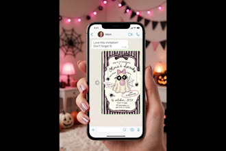 design a spooky halloween birthday invitation and party suite