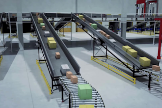 create 3d intralogistics and warehouse automation simulation animation