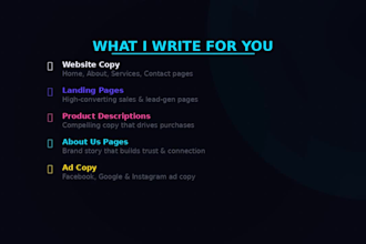 write professional website content and landing page copy