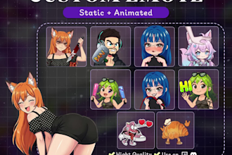 custom twitch emotes with chibi, anime style